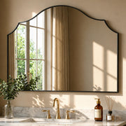 Scalloped Arched Wall Mirror with Tempered Glass