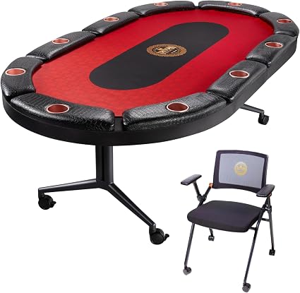 10-Player Foldable Oval Poker Table