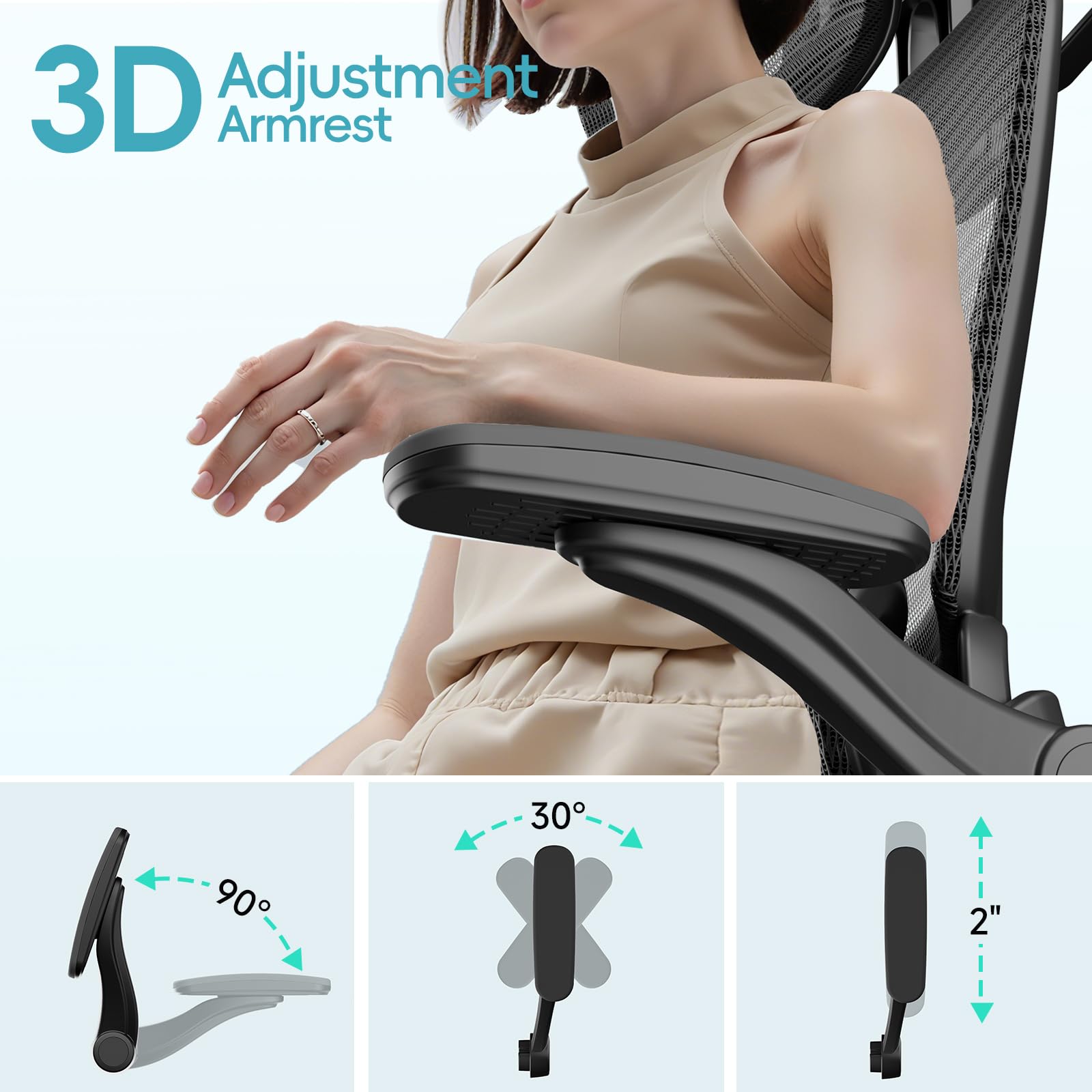 Ergonomic Mesh Office Chair with Lumbar Support & 3D Headrest