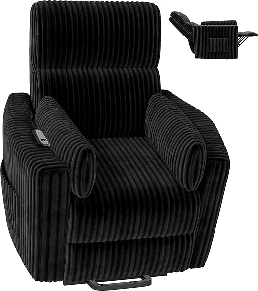Round Power Lift Recliner Chair with Faux Fur