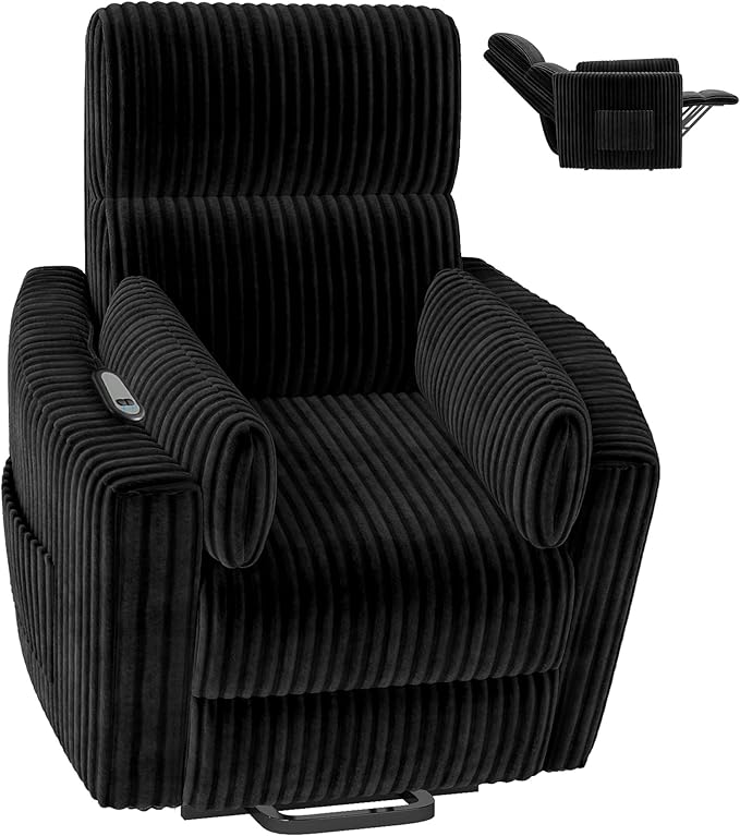 Power Lift Recliner Chair – Round Plush Faux Fur with Footrest