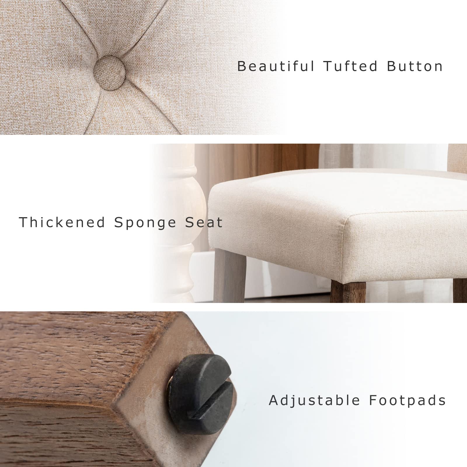 Upholstered Dining Chairs with Solid Wood Legs