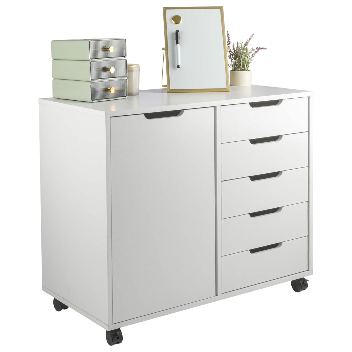 White 5-Drawer Rolling Storage Cabinet