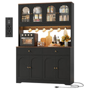 LED Kitchen Pantry Cabinet with Power Outlet