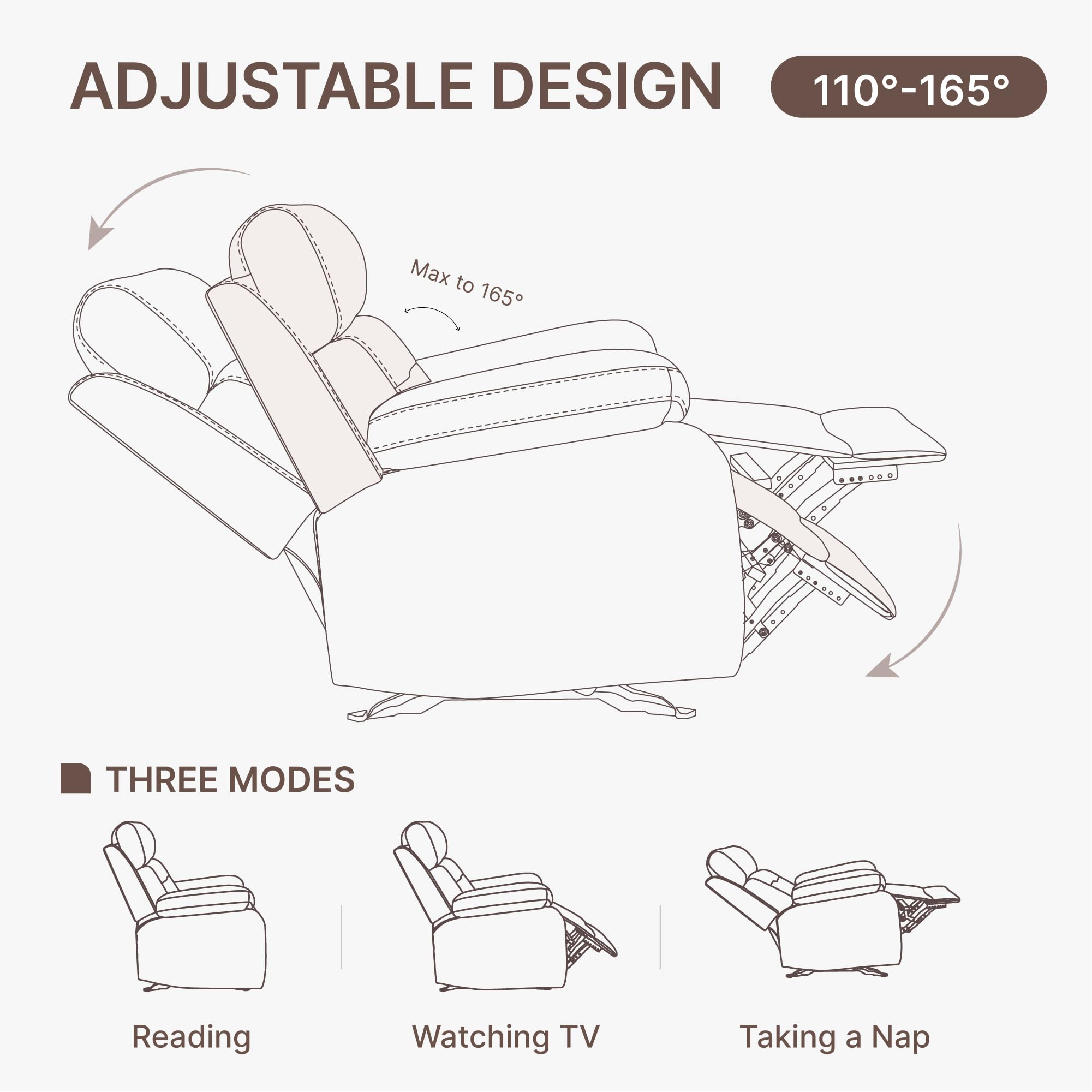 Faux Leather Recliner Chair with Rocker & Overstuffed Arms