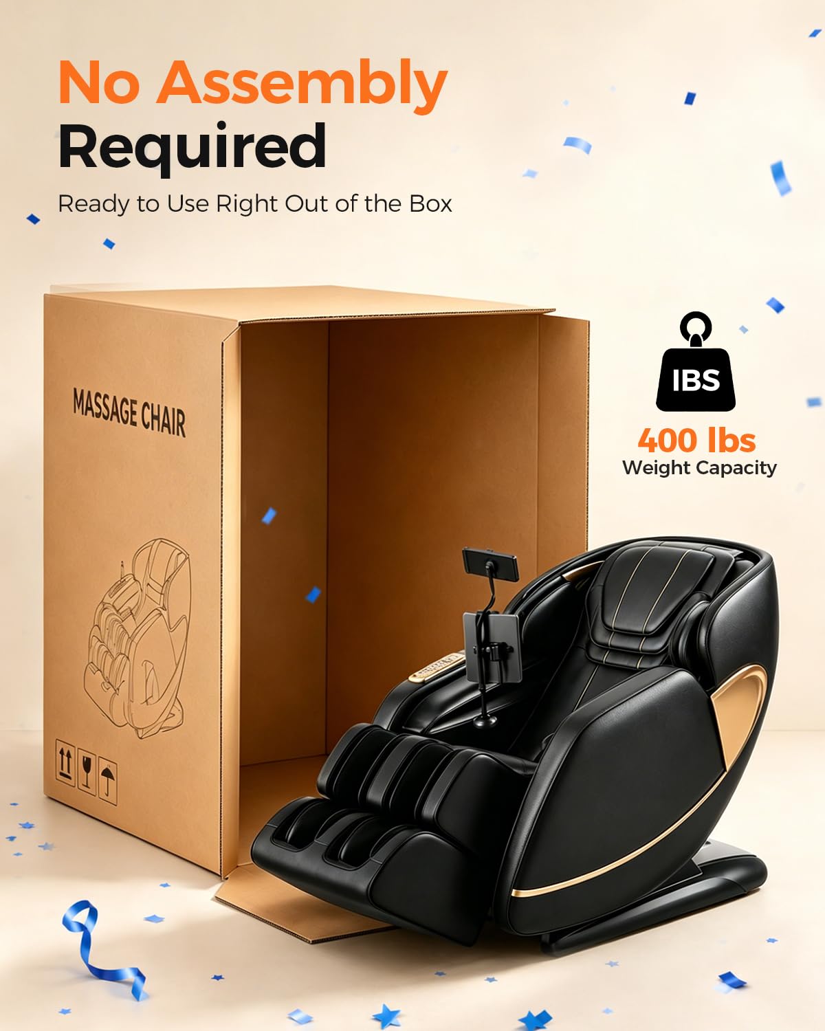 DAHAIY 4D Massage Chair Full Body, AI Voice Control, PU Leather Zero Gravity Heated Back Foot Hand Massage Recliner Chairs, Living Room Furniture,Office,Portable - Black
