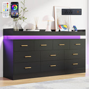 10-Drawer Dresser with Power Outlet & LED Light