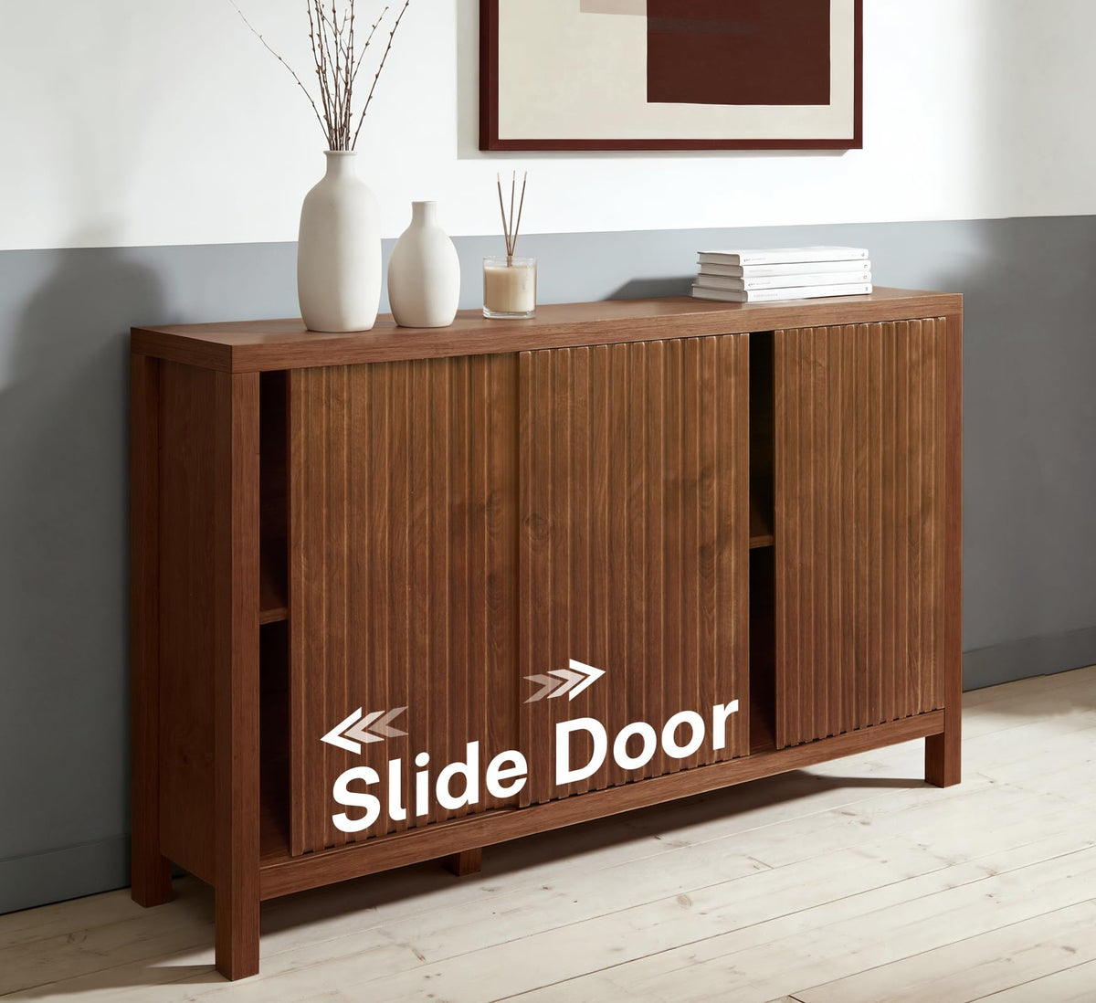 Espresso Fluted Sideboard Cabinet