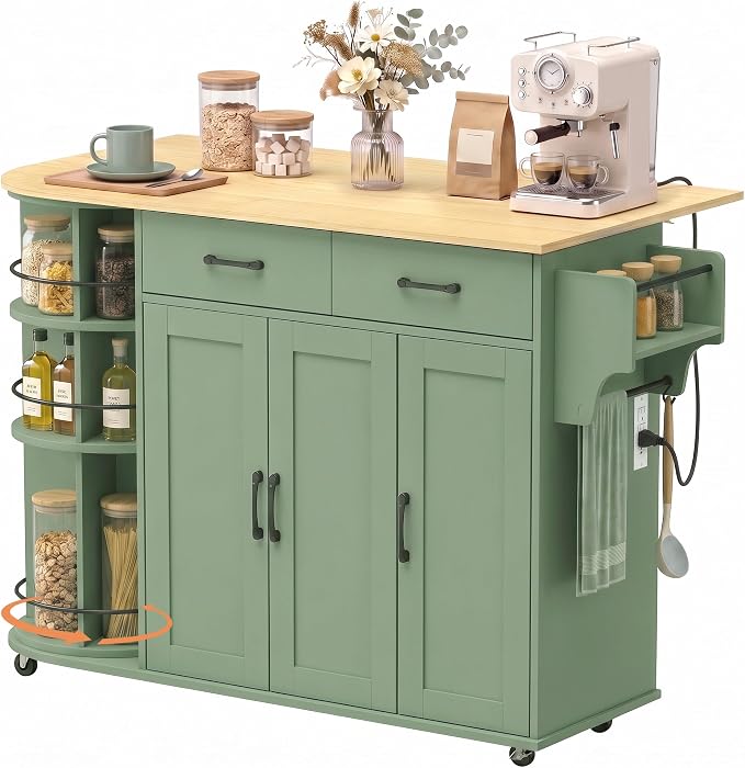 White Rolling Kitchen Island