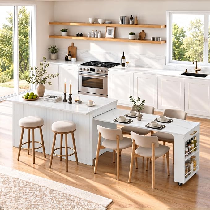 Extendable Kitchen Island with Storage