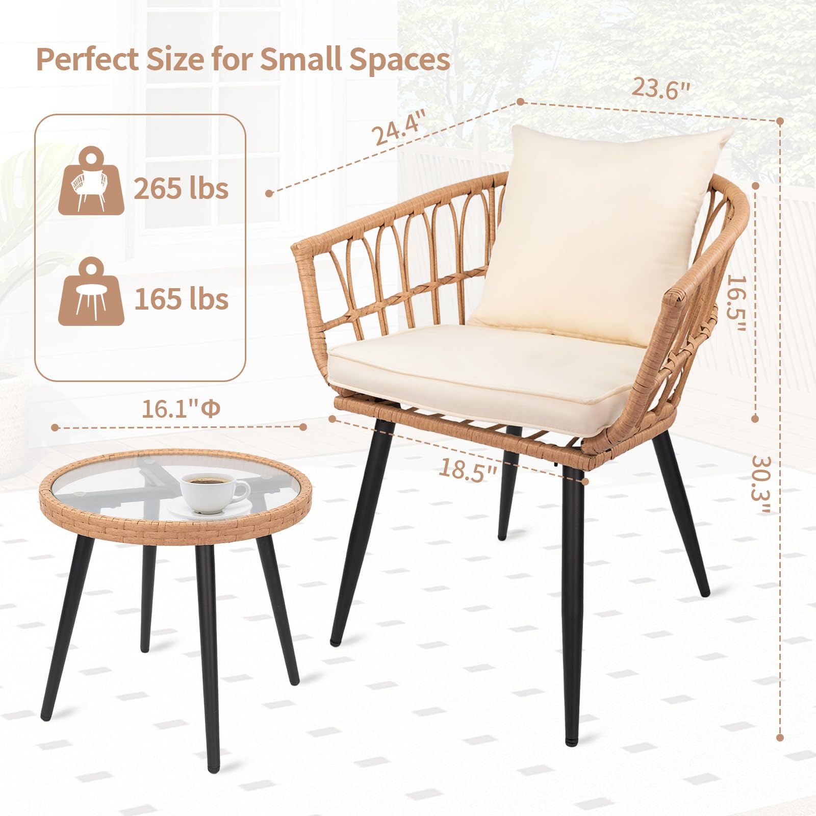 3-Piece Outdoor Bistro Dining Set