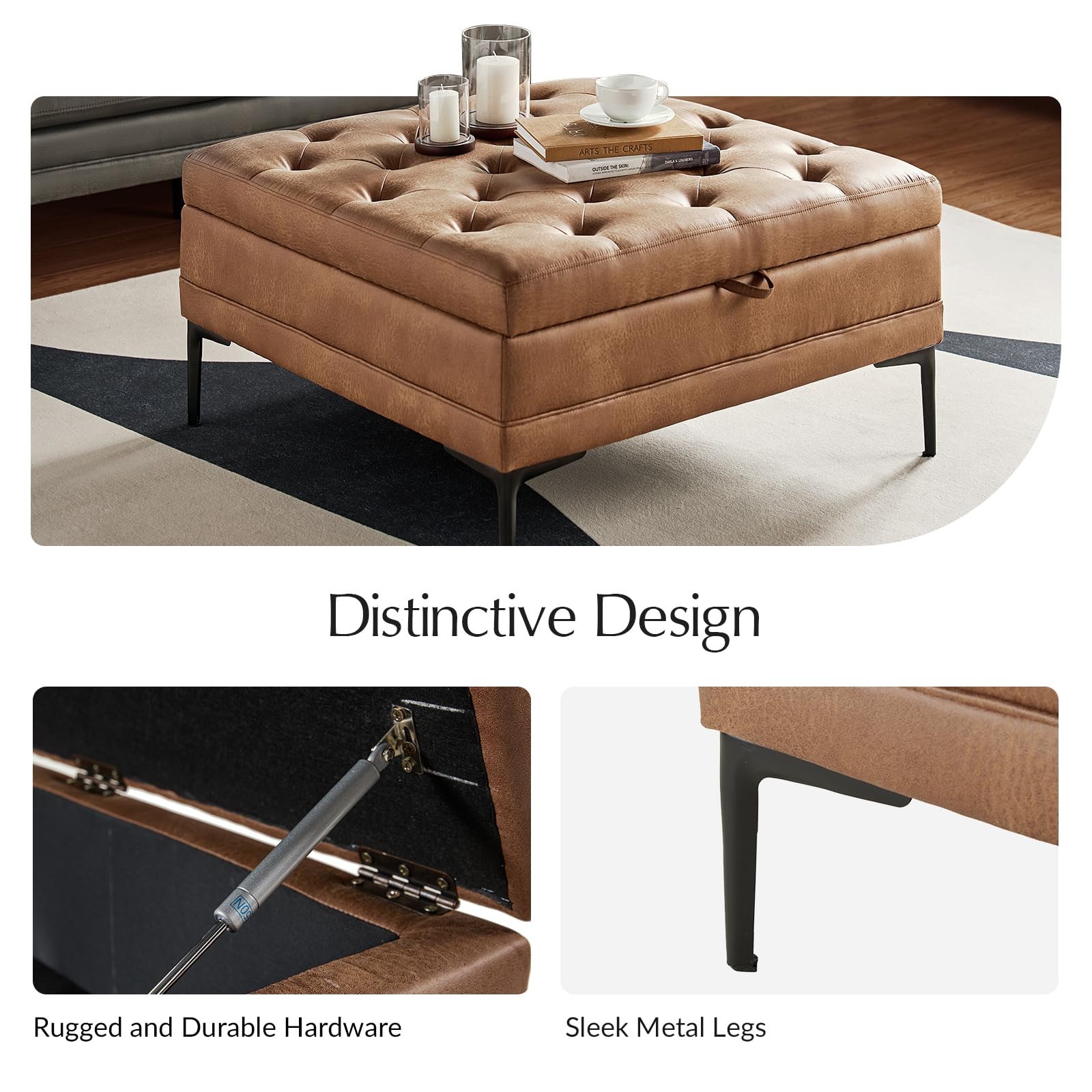 Square Storage Ottoman Coffee Table with Lift Top