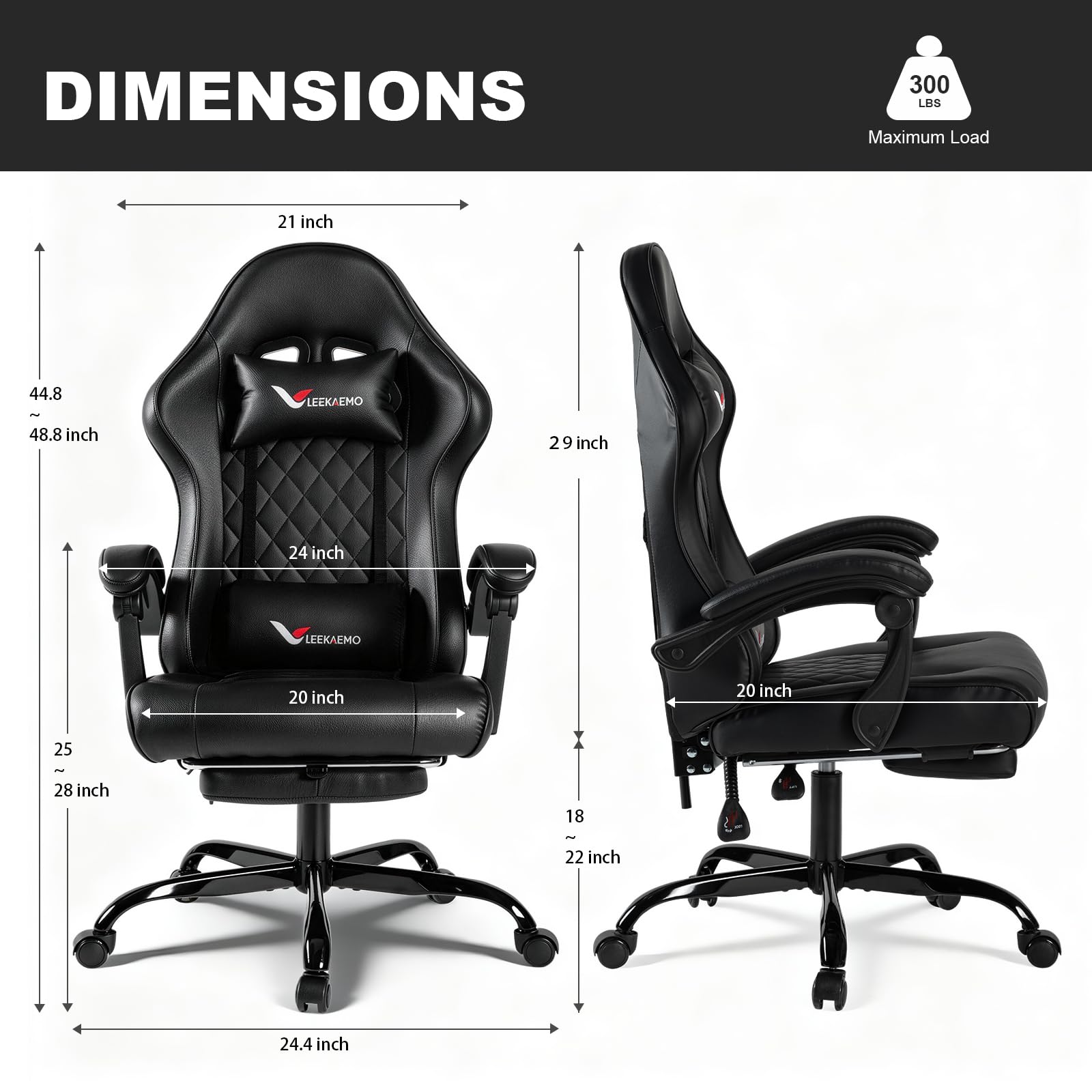 Ergonomic Gaming Chair with Footrest & Pocket Spring Cushion