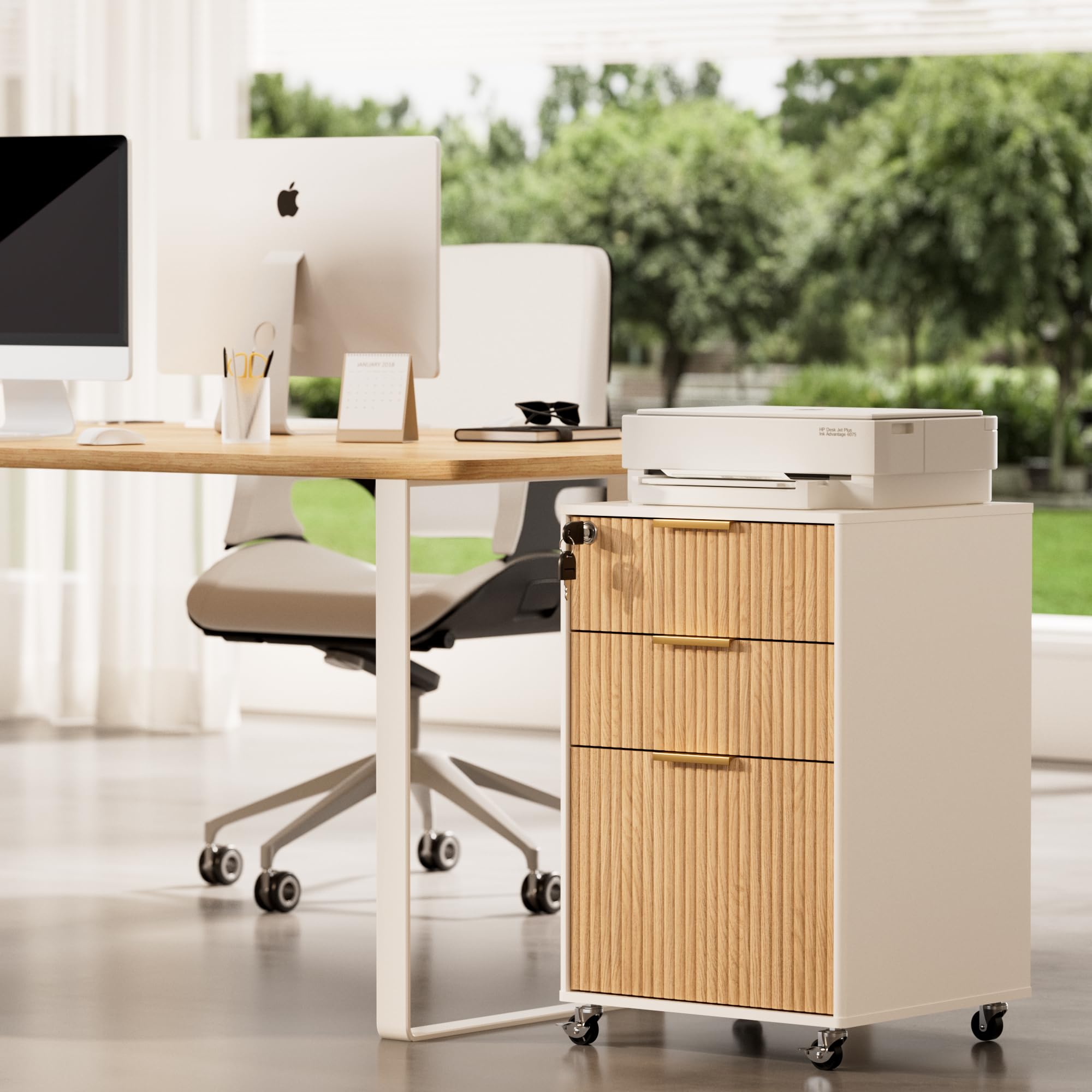 3-Drawer Locking Mobile File Cabinet with Wheels