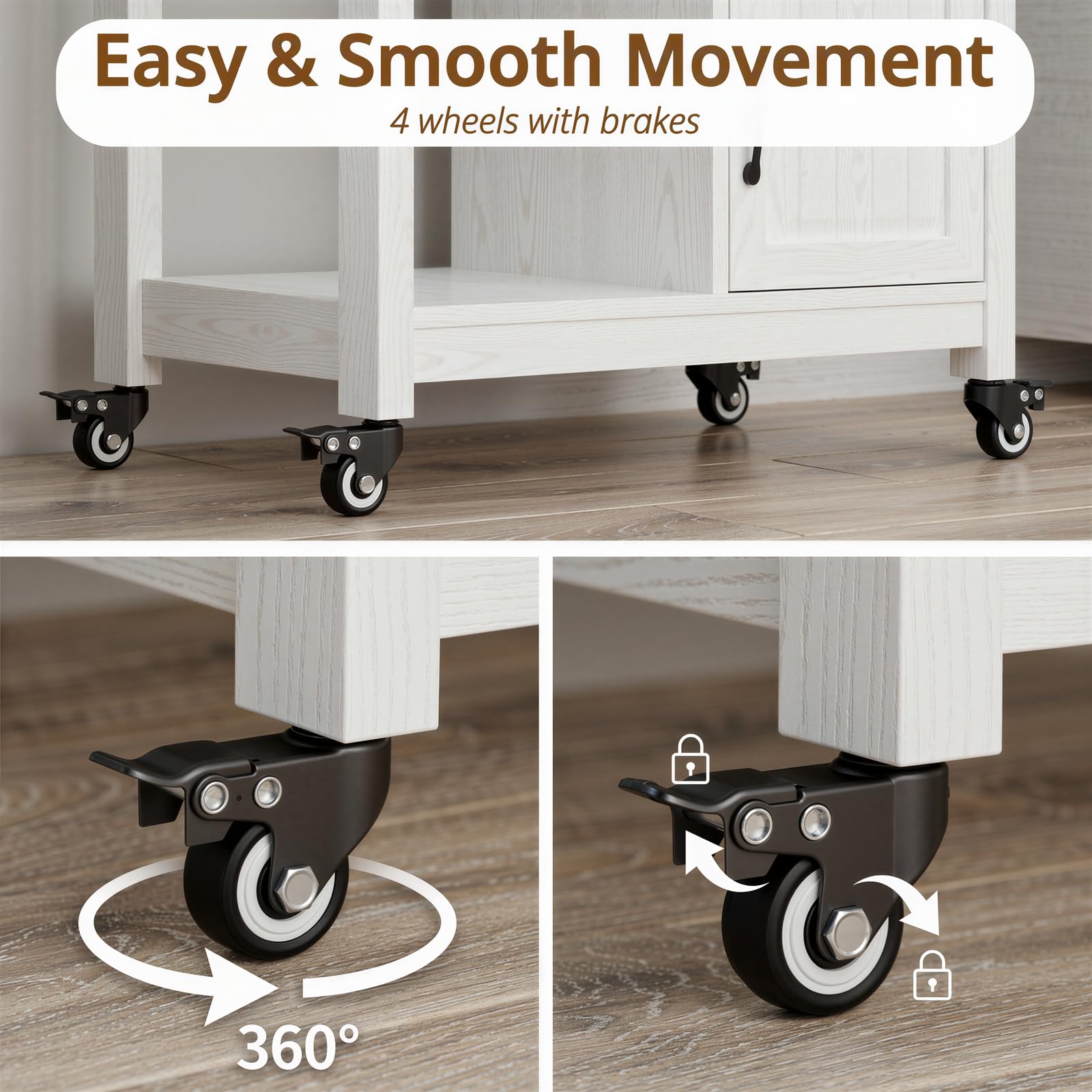 Rolling Kitchen Island with Storage