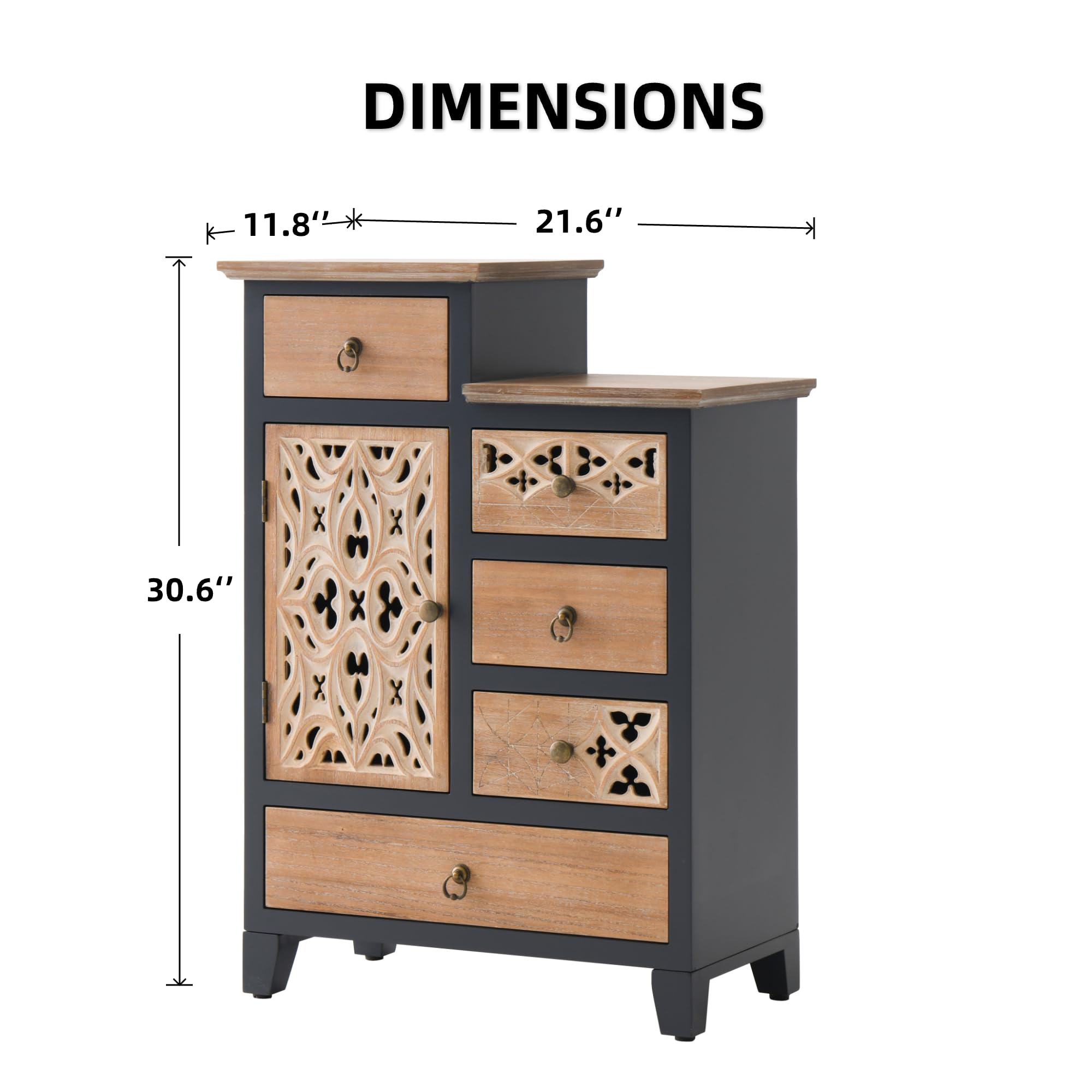 Farmhouse Accent Chest with Carved Door & 5 Drawers