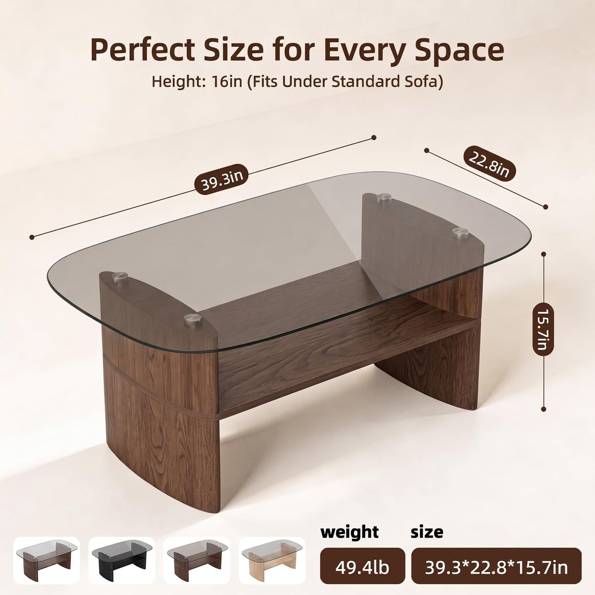 Curved Glass Coffee Table