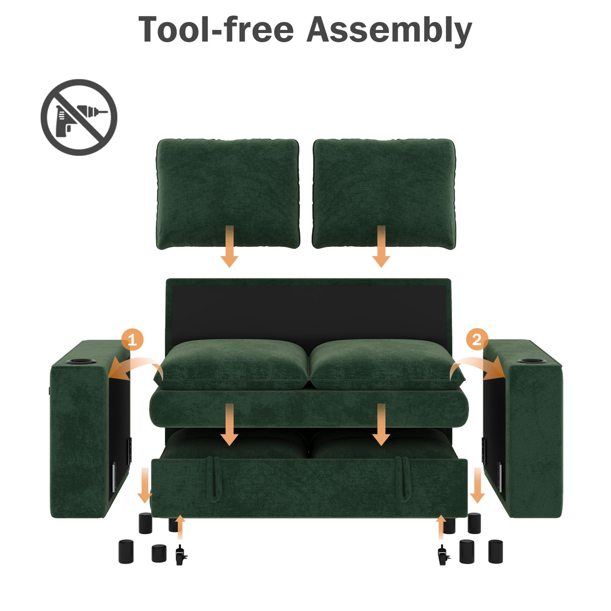 Chenille Loveseat Sleeper Sofa