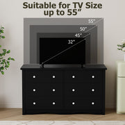 Shahoo Black Dresser for Bedroom with 6 Drawers, 47.2" Wide Chest Storage Organizer and TV Stand for Living Room, Closet, Hallway, Dormitory