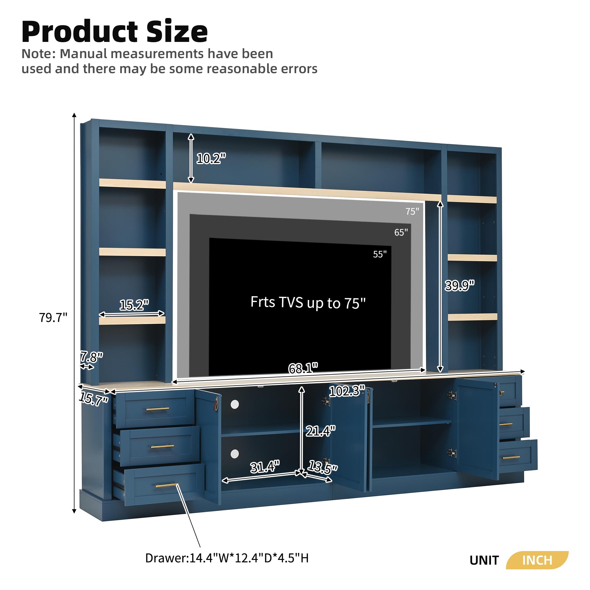 102.3" Farmhouse Entertainment Center with 6 Drawers