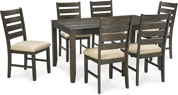 7-Piece Rustic Dining Set with X-Back Upholstered Chairs