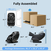 MYNTA Massage Chair Full Body with Heat, Zero Gravity SL-Track Shiatsu 3D Massage Chairs with 12 Modes,12 Massage Techniques, Waist Hip Heating, Calf Foot Massage, HD Bluetooth Speaker & White Noise