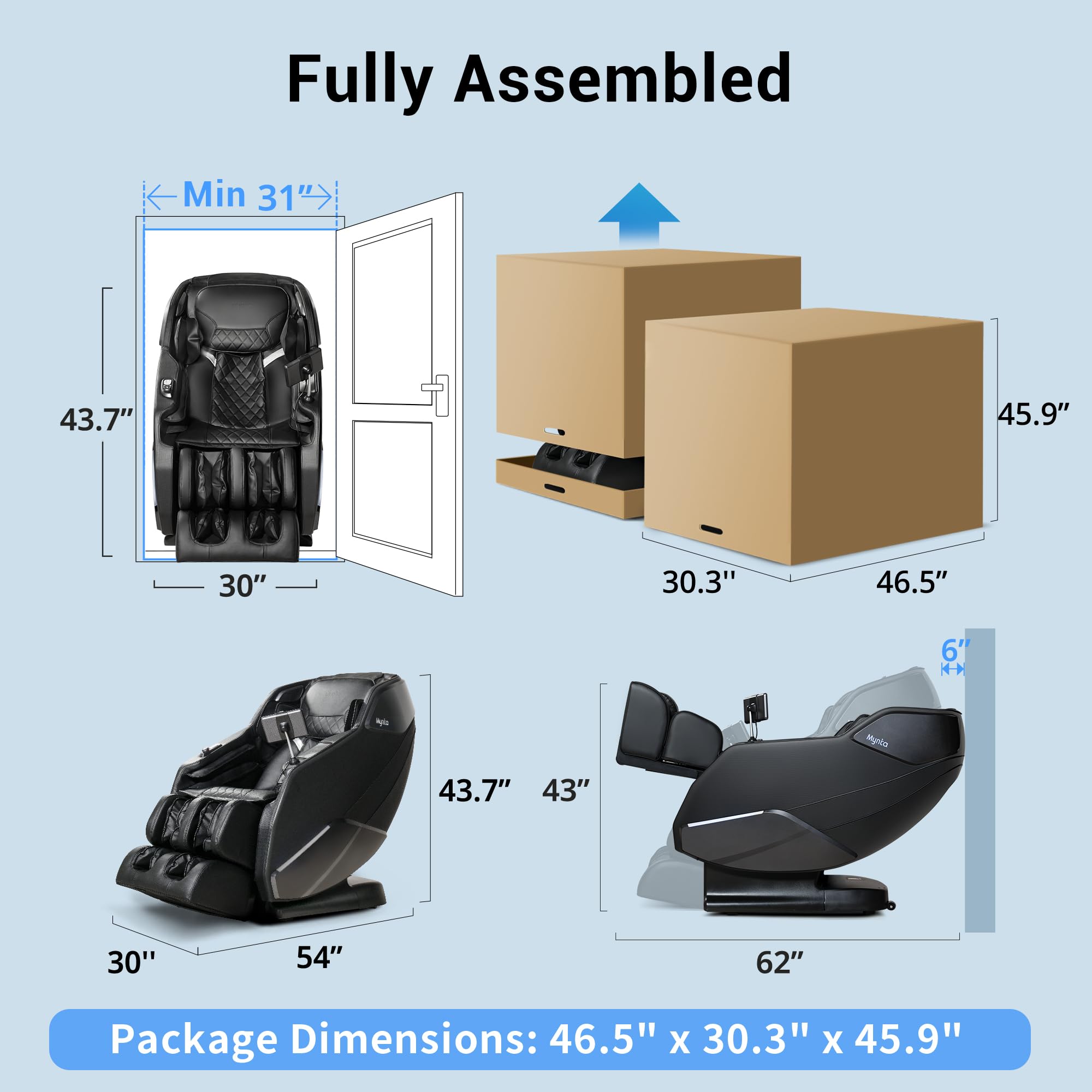 MYNTA Massage Chair Full Body with Heat, Zero Gravity SL-Track Shiatsu 3D Massage Chairs with 12 Modes,12 Massage Techniques, Waist Hip Heating, Calf Foot Massage, HD Bluetooth Speaker & White Noise