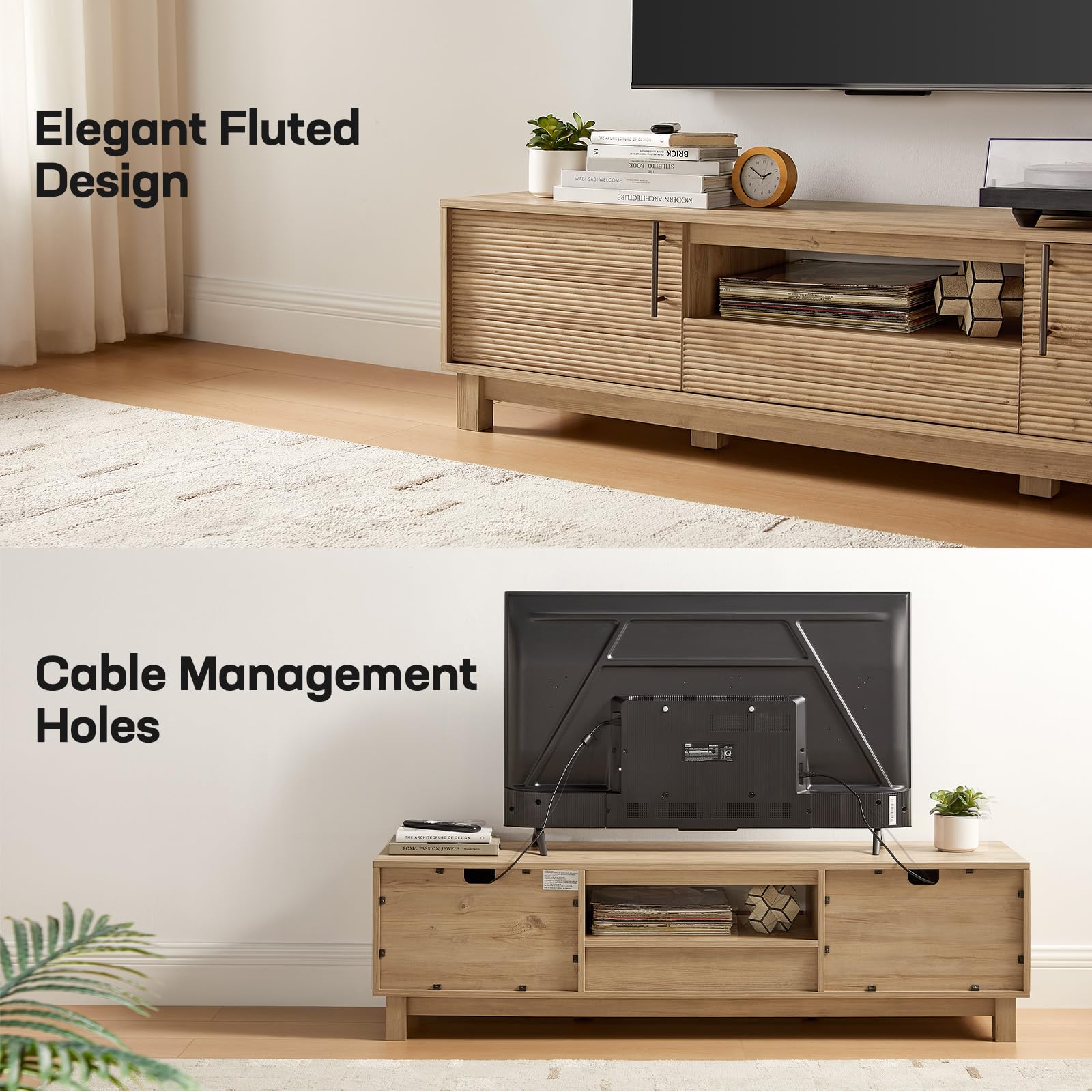 58" Fluted TV Stand with Storage – Fits TVs up to 65"