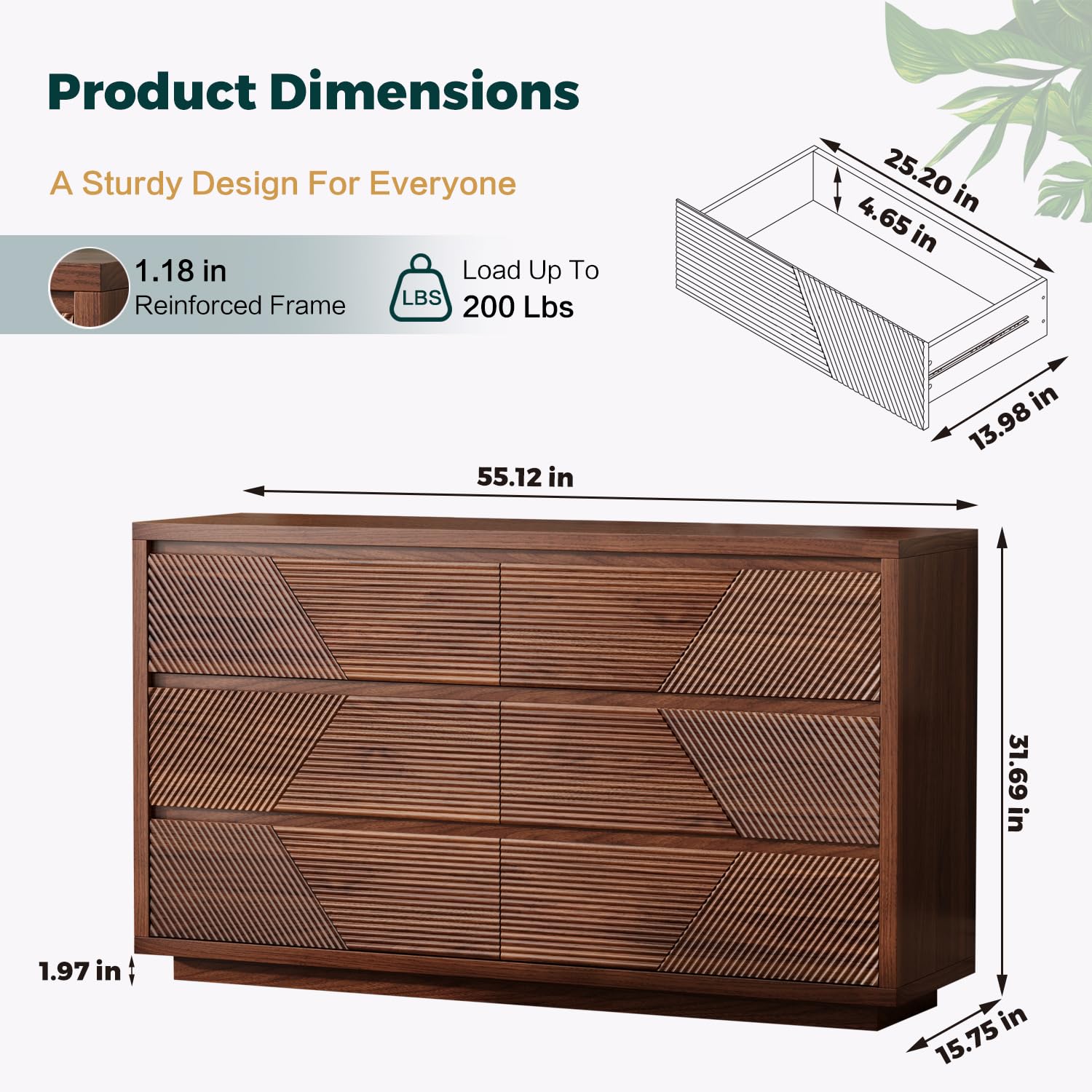 6-Drawer Dresser with Wide Tabletop