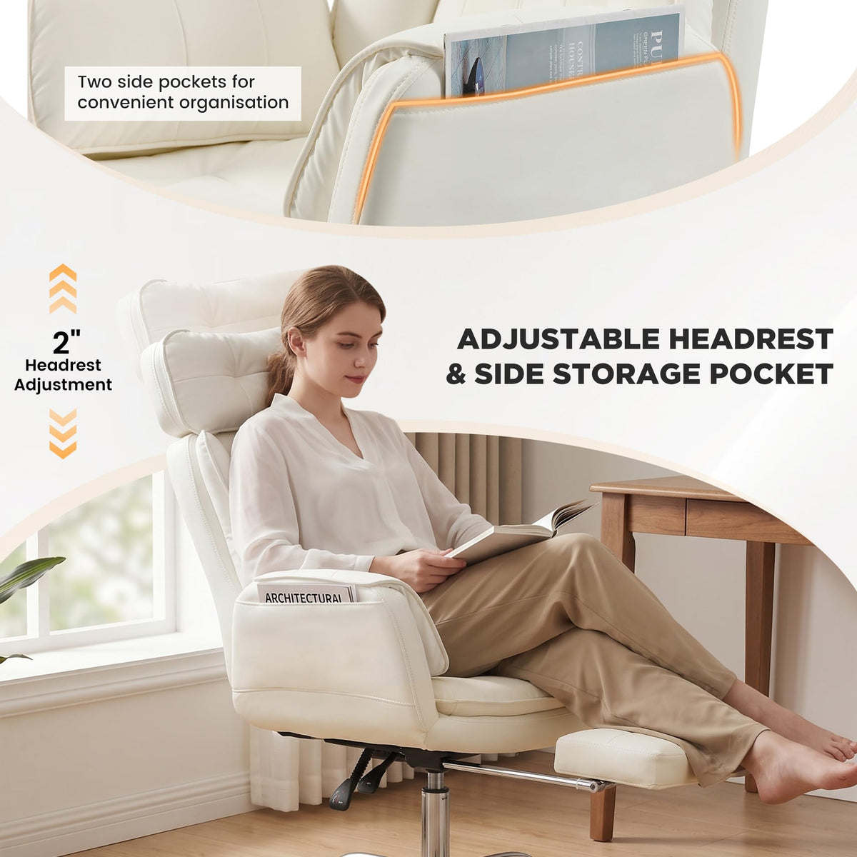 Beige Criss Cross Massage Office Chair