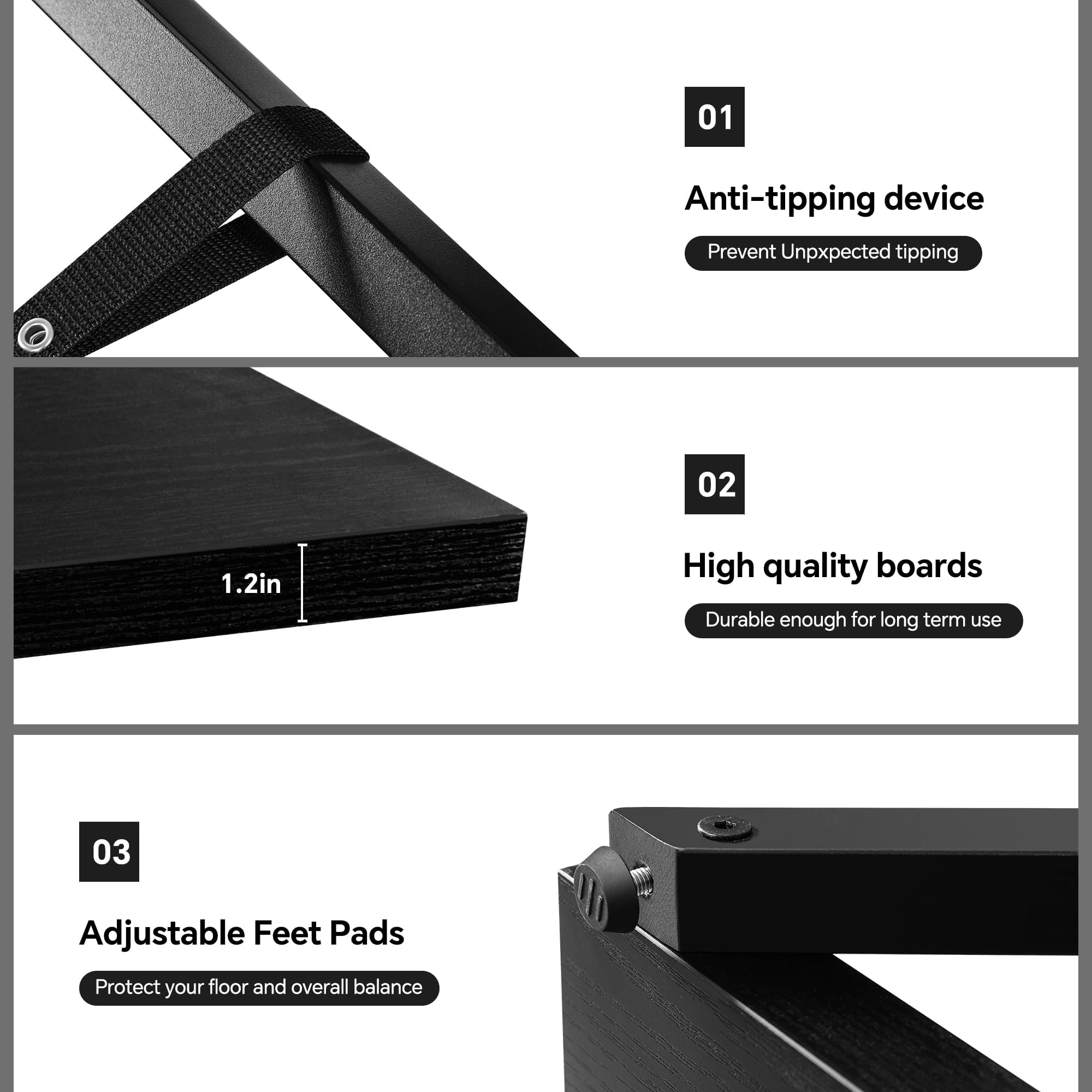 Industrial 5-Tier Bookshelf with Wood & Metal Frame