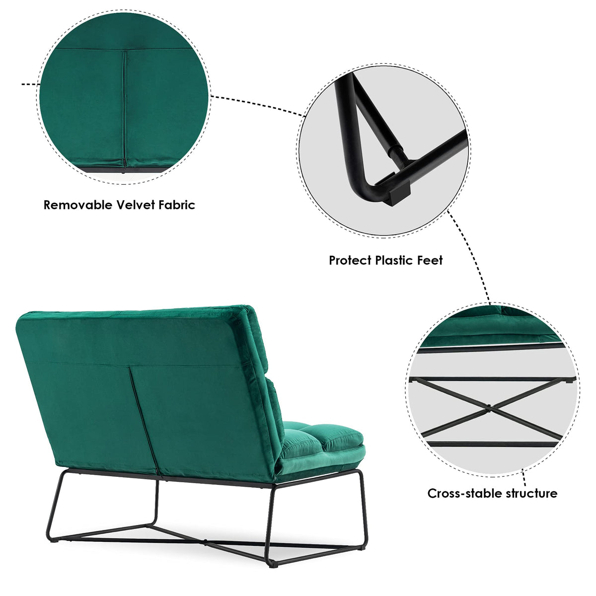 Velvet Armless Loveseat