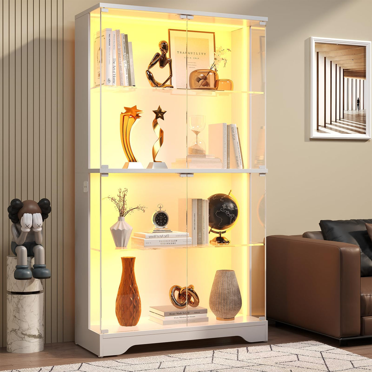 4-Tier RGB Glass Display Cabinet