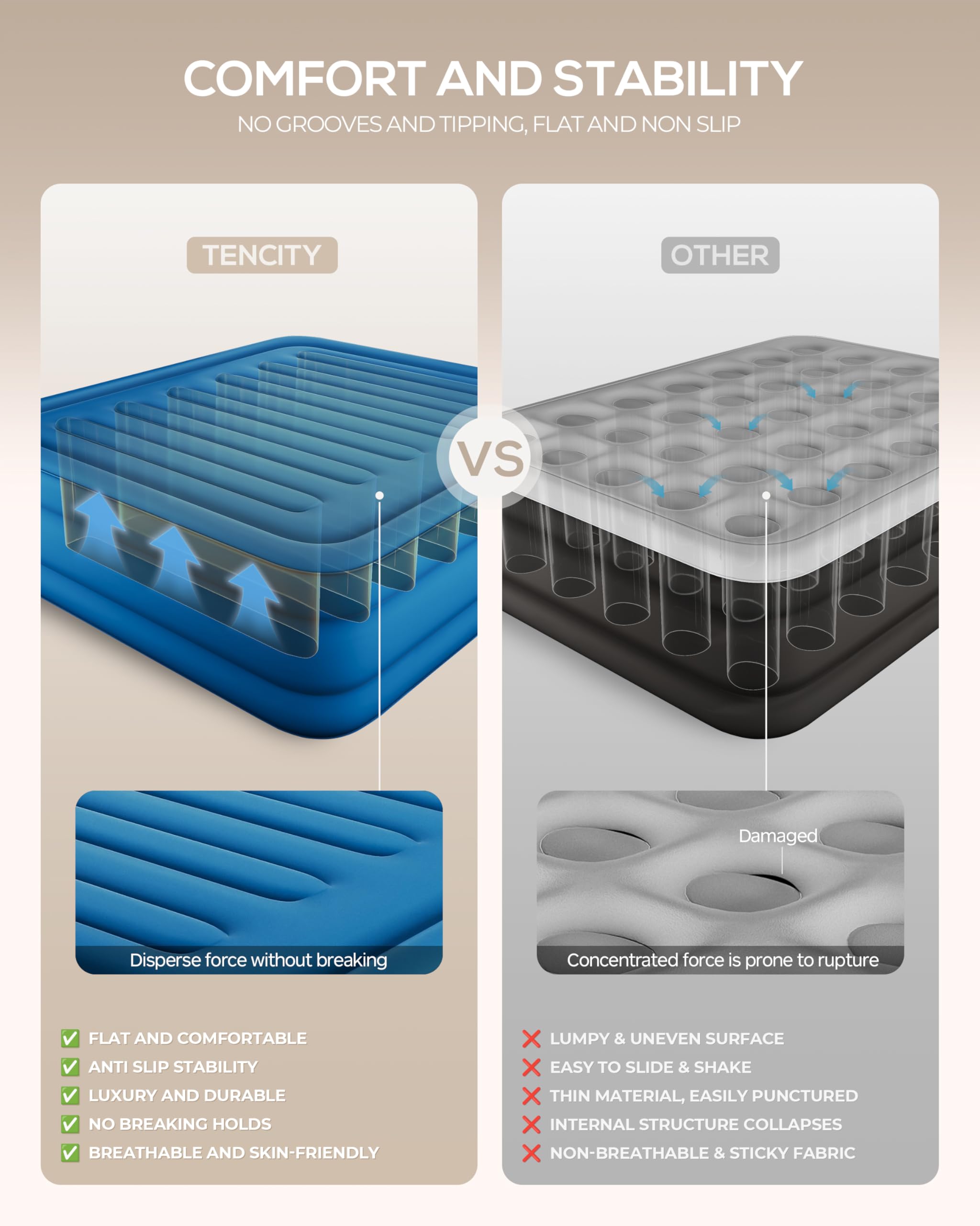 Queen Air Mattress with Quilted Foam Topper – 20" Tall