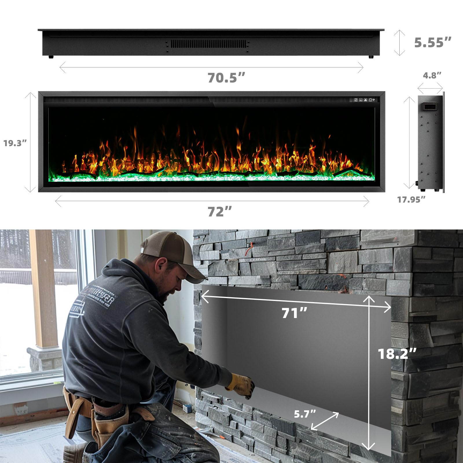 Linear Electric Fireplace – Recessed & Wall Mounted