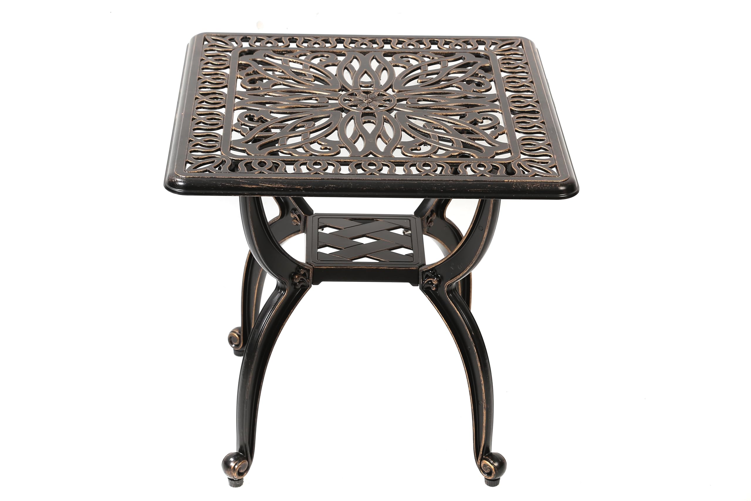 Cast Aluminum Ornate Floral End Table