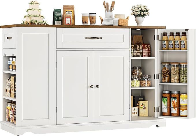 Kitchen Island Cart with Storage on Wheels