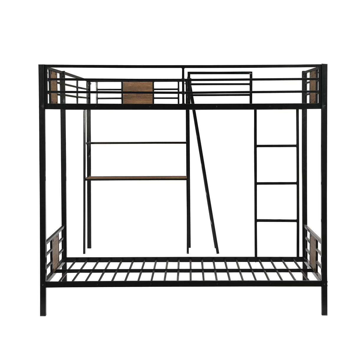 L-Shaped Triple Bunk Bed with Desk