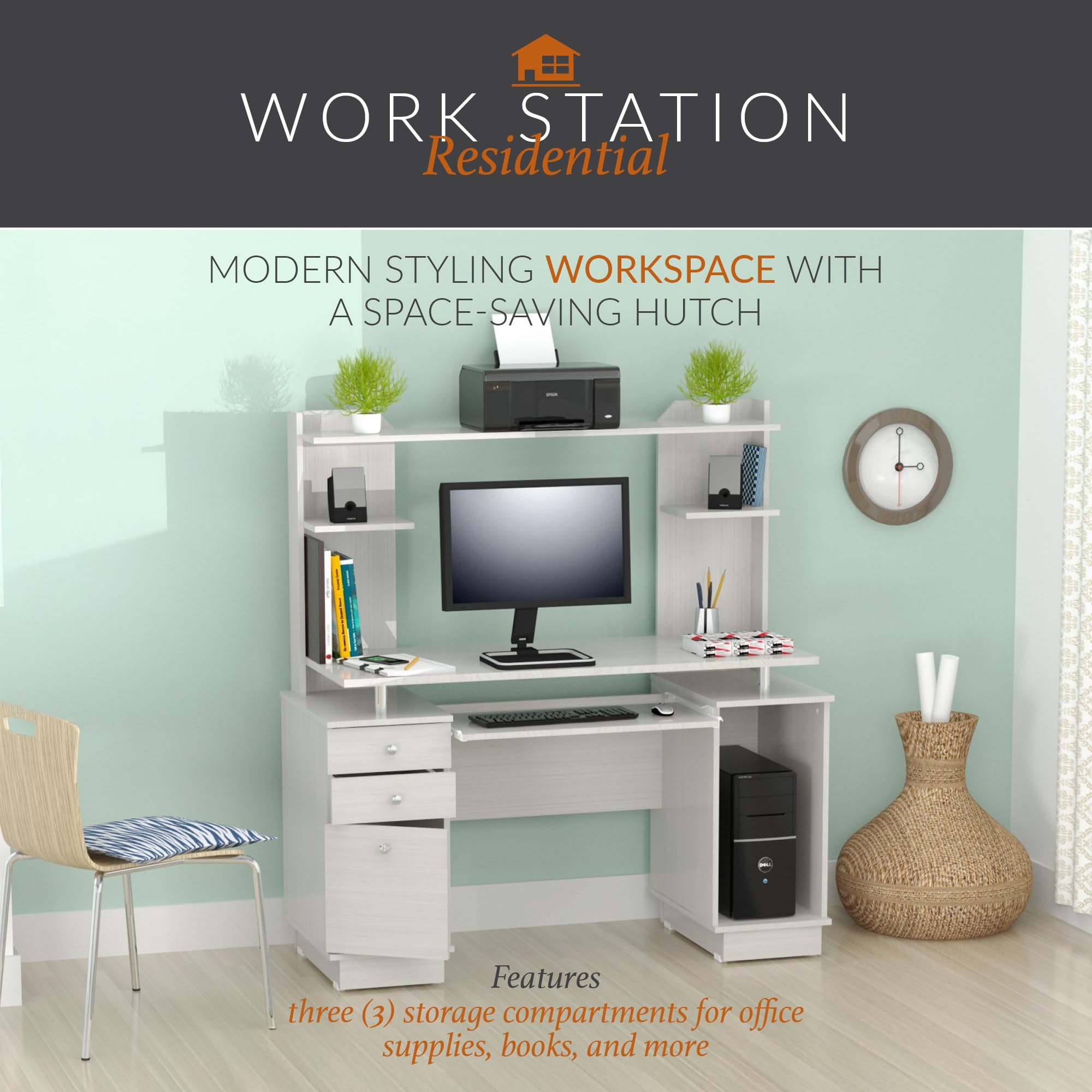 Computer Desk with Hutch & Storage