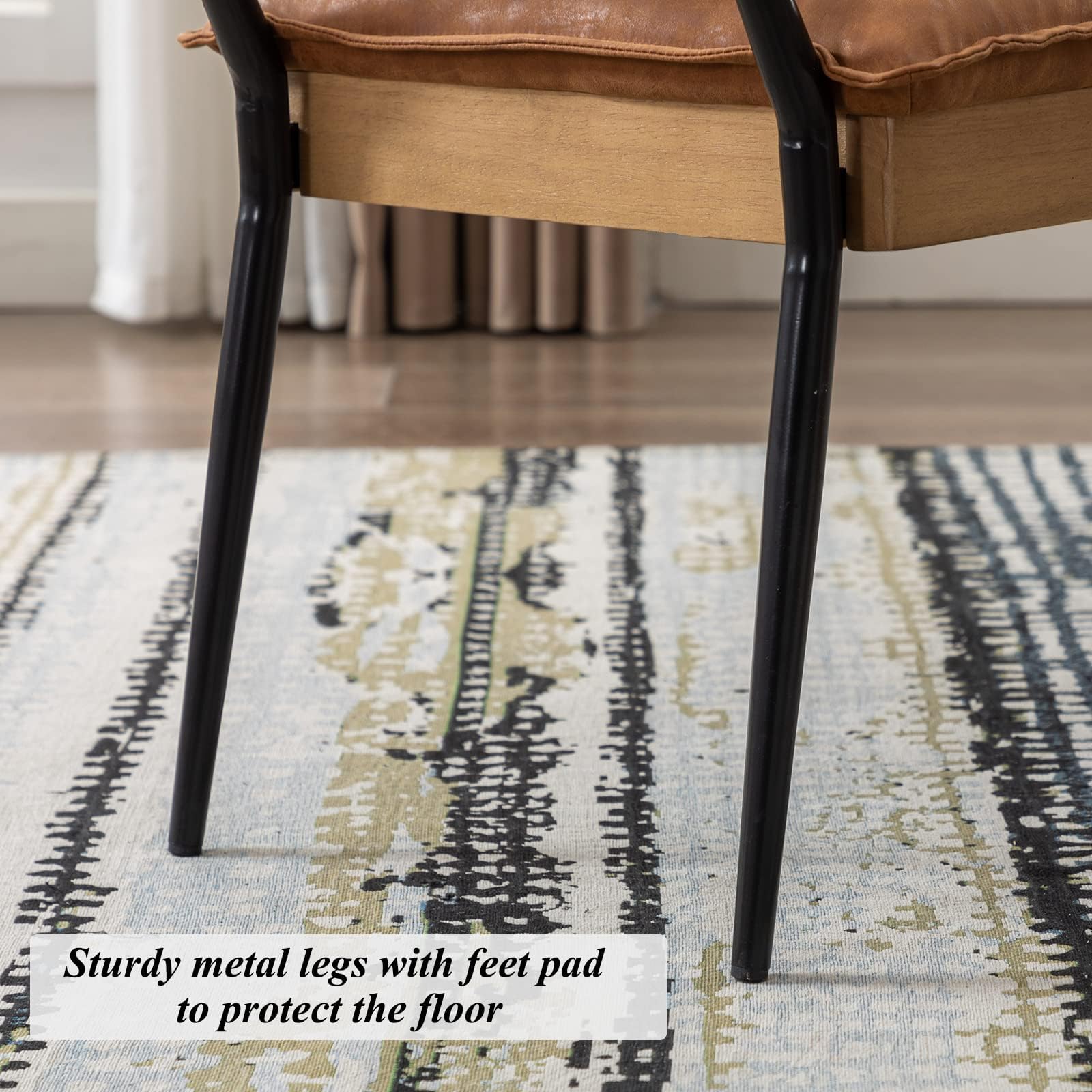 Upholstered Ottoman Bench with Arms & Metal Legs