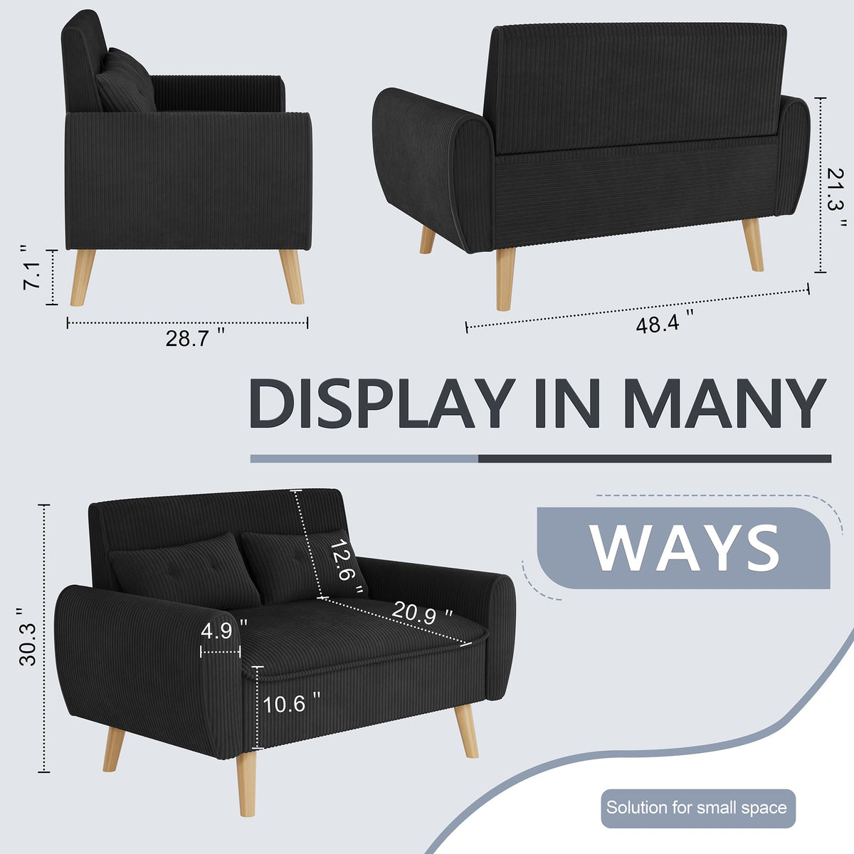 Black Upholstered Loveseat