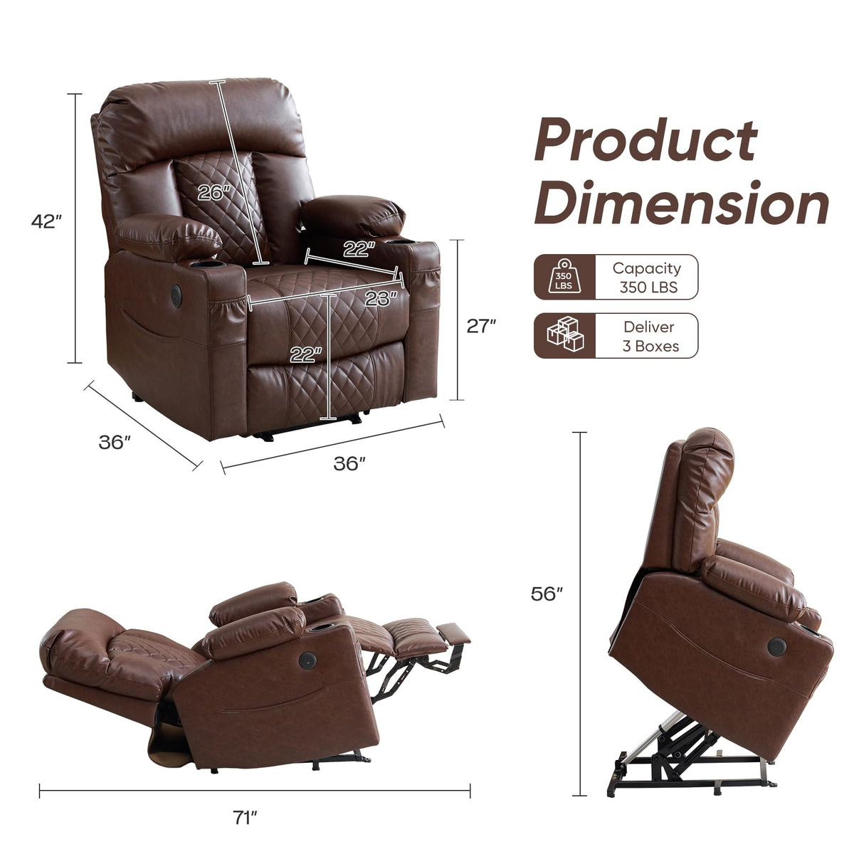 Dual-Motor Power Lift Massage Recliner