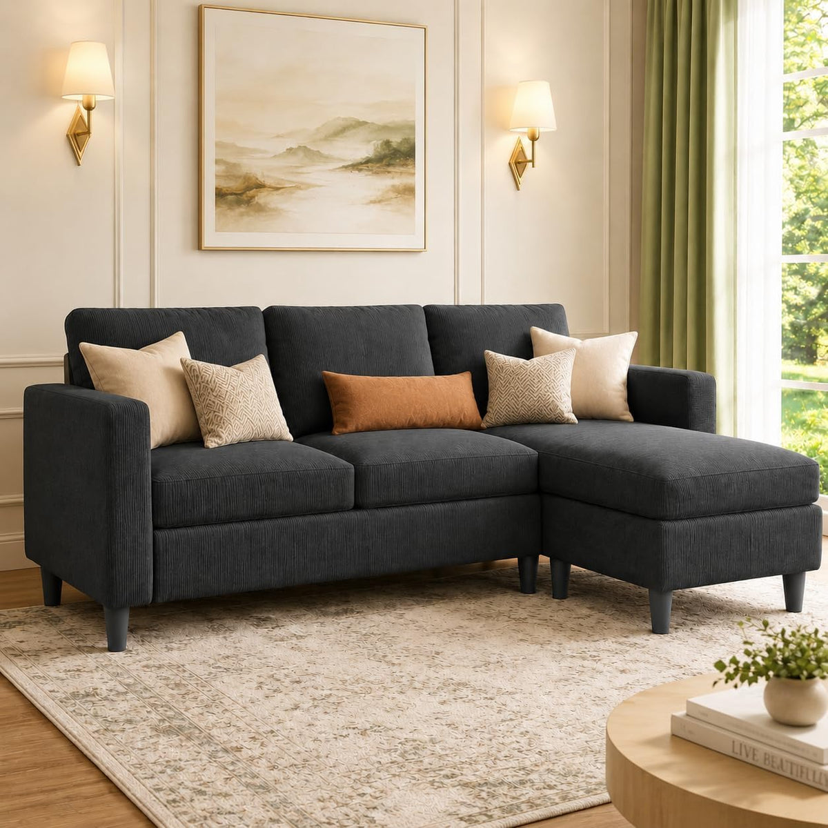 Reversible Sectional Sofa with Ottoman