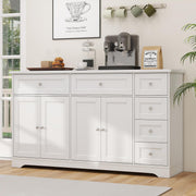 White Buffet Sideboard with 6 Drawers