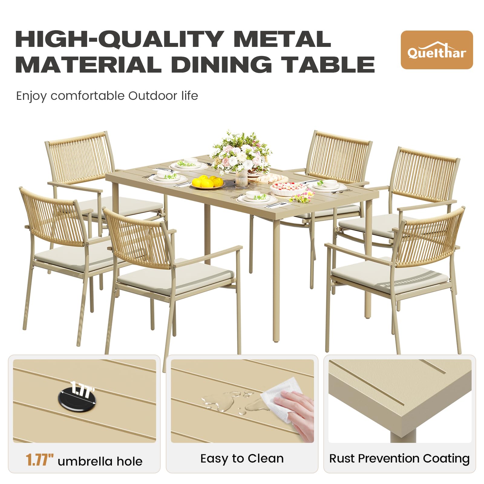 Outdoor Patio Dining Set with Rattan Chairs