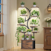 Tiered Plant Stand with Grow Light & Drawer
