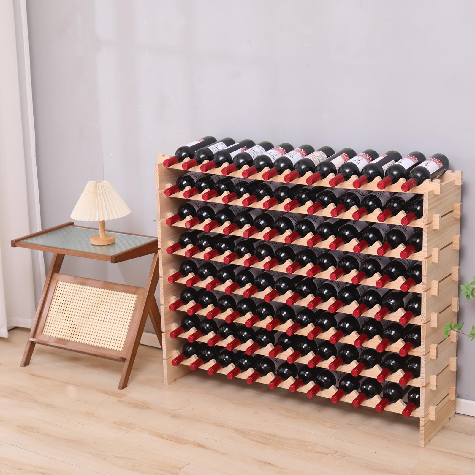 Freestanding Wooden Wine Rack – 96 Bottle Capacity