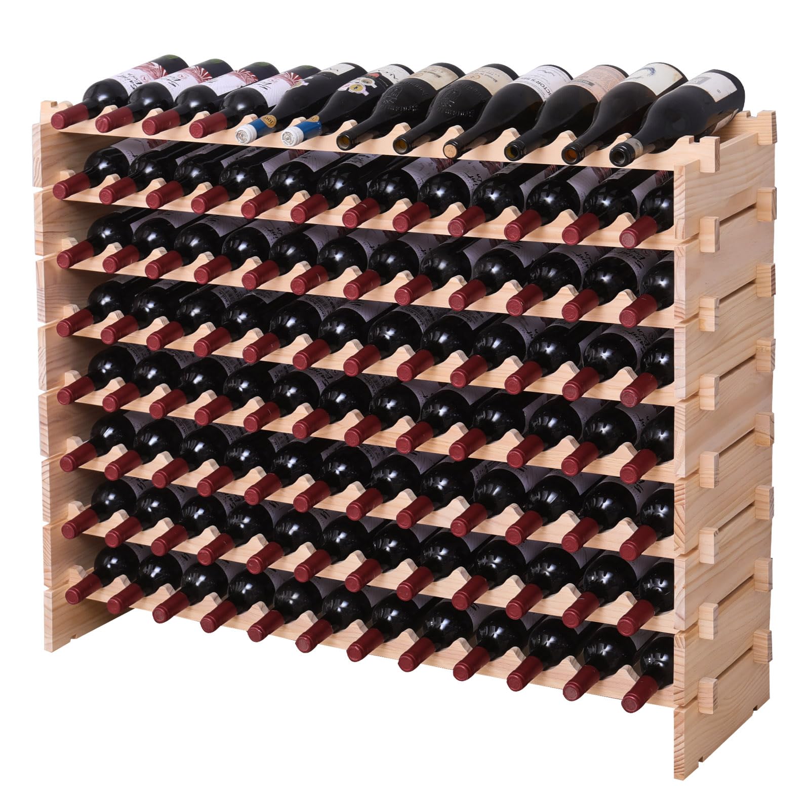 Freestanding Wooden Wine Rack – 96 Bottle Capacity