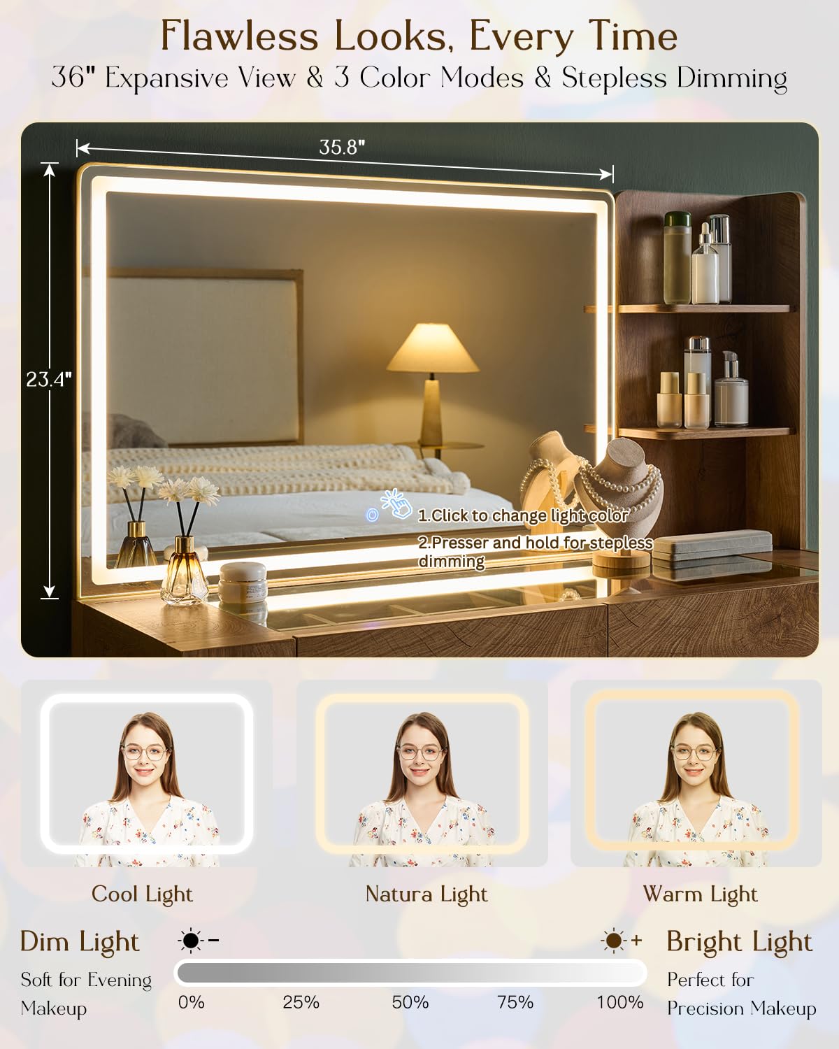 Makeup Vanity Desk with LED Mirror