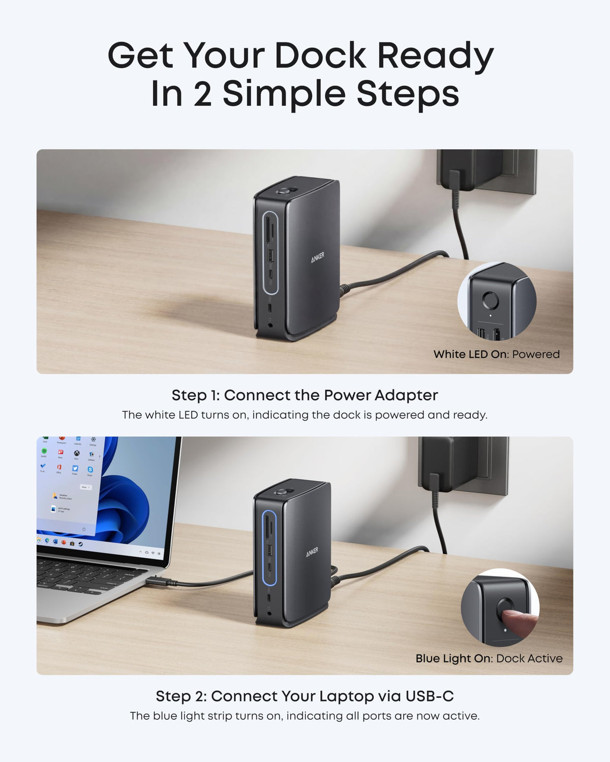 Anker Nano Laptop Docking Station, 13in1 Dock with Detachable 6in1 USBC Hub